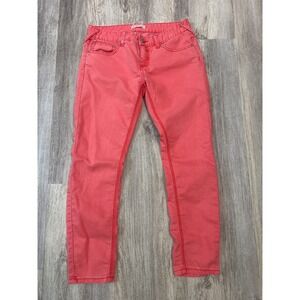 Free People Coral Pink Low Rise Skinny Jeans Womens Size 28 Triple Stitch Slim